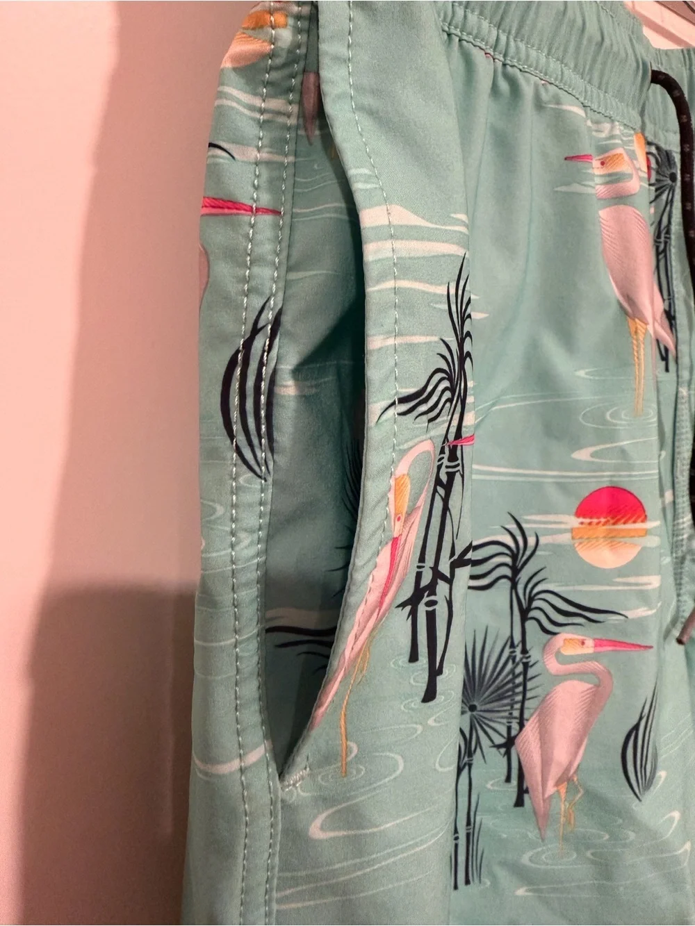 Billabong Aqua Pelican Print Board Shorts with Sunset Accents